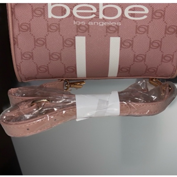 Bebe BNWT PU Mini Blush Pink Satchel with Crossbody Strap In Plastic - Picture 2 of 8